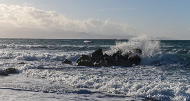 waves of the Mediterranean sea in winter on the island of Cyprus 6