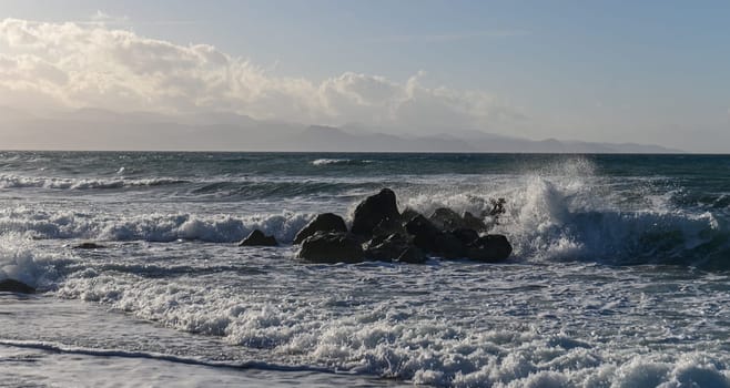 waves of the Mediterranean sea in winter on the island of Cyprus 5