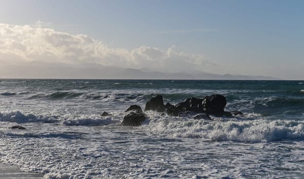 waves of the Mediterranean sea in winter on the island of Cyprus 4