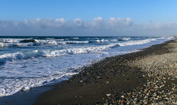 waves of the Mediterranean sea in winter on the island of Cyprus 3