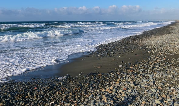 waves of the Mediterranean sea in winter on the island of Cyprus 2
