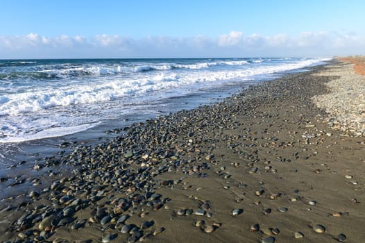 waves of the Mediterranean sea in winter on the island of Cyprus 1