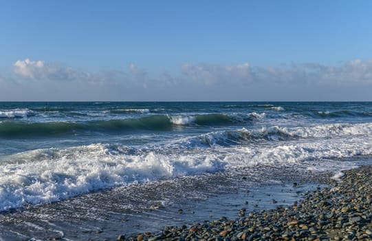excitement during high tide on the Mediterranean sea in winter on the island of Cyprus 5