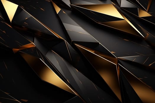 3D abstract wallpaper. Three-dimensional dark golden and black background. golden wallpaper. Black and gold background. High quality photo