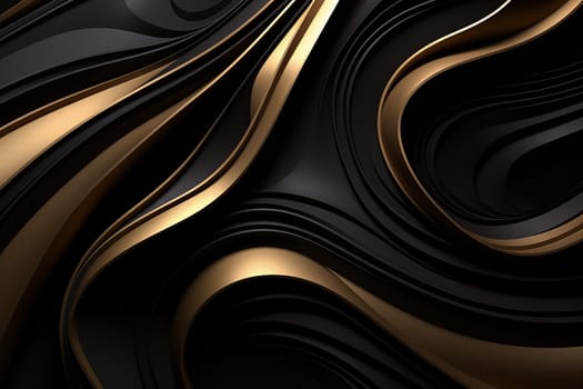 3D abstract wallpaper. Three-dimensional dark golden and black background. golden wallpaper. Black and gold background. High quality photo