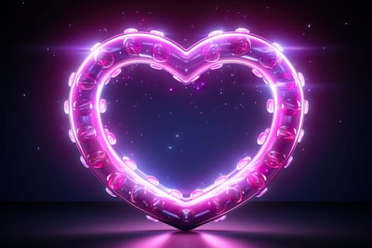 Big beautiful heart with neon lighting. Valentine's Day concept.