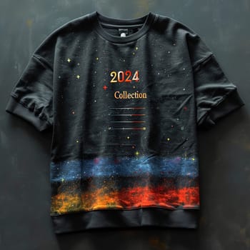 The design of a modern T-shirt. Collection 2024. Space, the future, futurism, galaxies. High quality illustration