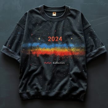 The design of a modern T-shirt. Collection 2024. Space, the future, futurism, galaxies. High quality illustration