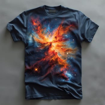 The design of a modern T-shirt. Collection 2024. Space, the future, futurism, galaxies. High quality illustration