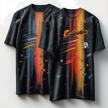 The design of a modern T-shirt. Collection 2024. Space, the future, futurism, galaxies. High quality illustration