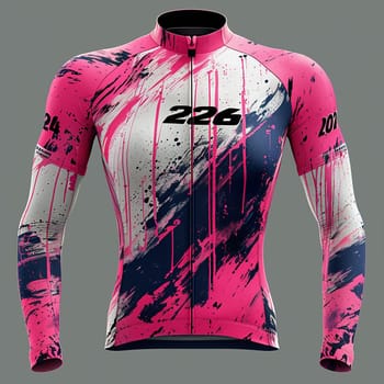 The design of women's sportswear. Collection 2024. Pink and black colors. Top. High quality illustration