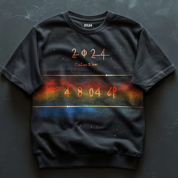 The design of a modern T-shirt. Collection 2024. Space, the future, futurism, galaxies. High quality illustration