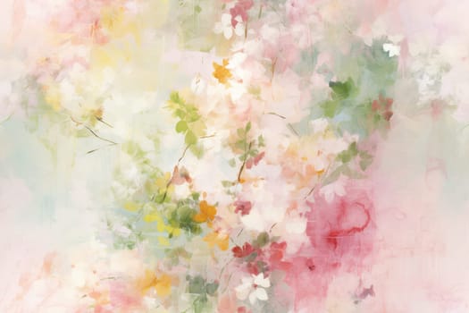Watercolor Floral Blossom: Abstract Pink Grunge Artistic Brush on White Background