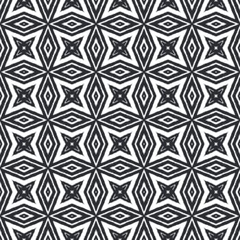 Tiled watercolor pattern. Black symmetrical kaleidoscope background. Textile ready decent print, swimwear fabric, wallpaper, wrapping. Hand painted tiled watercolor seamless.