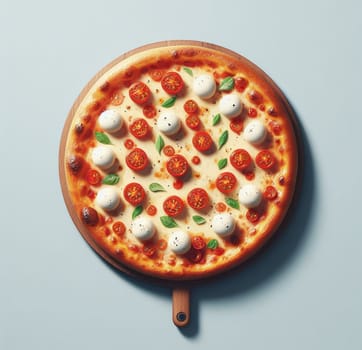 lay flat melted mozzarella cheese tomato and basil pizza ready to eat illustration ai generated