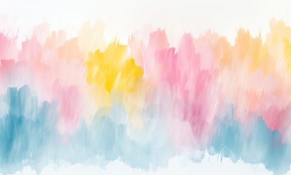 Watercolor Abstract Paint Wallpaper: Bright Pink Stains and Pastel Blue Splashes on White Paper