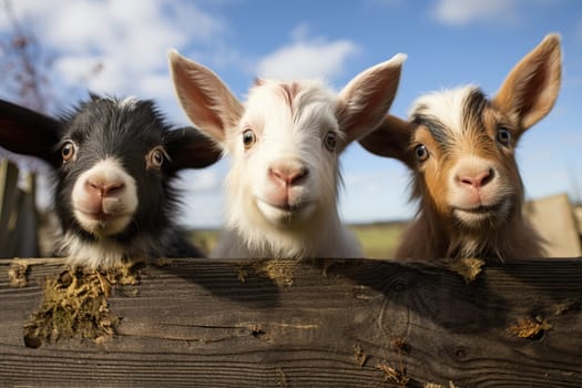 Small purebred goat kids on a goat farm.