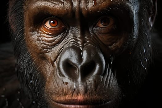 Close-up portrait of a gorilla in the wild, the gorilla is the largest ape.