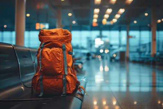 Traveler at airport terminal. Travel concept. Generative AI.