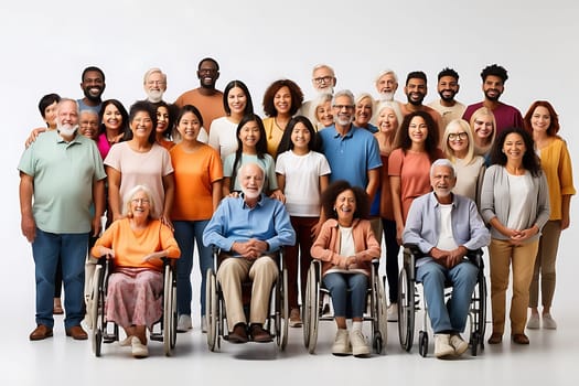 A diverse group of individuals in wheelchairs lined up for a photo at an event.