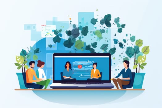 People connecting together, learning or meeting online with teleconference