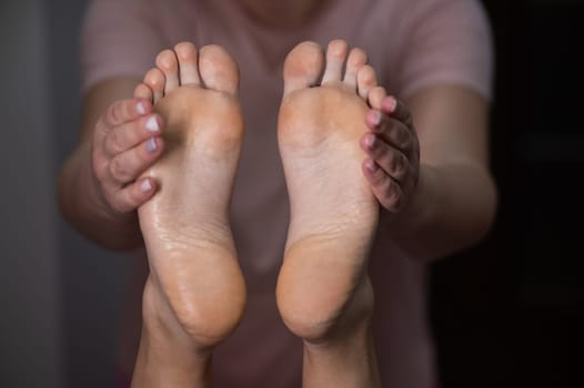 Close-up of a woman's foot massage