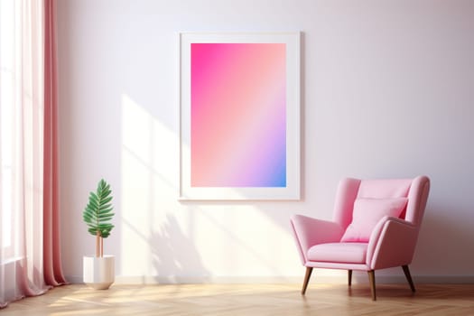Abstract interior Gradient Poster, Colorful Pink Poster, Trending , Aesthetic Hot Pink print. Generative AI.
