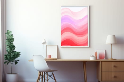 Abstract interior Gradient Poster, Colorful Pink Poster, Trending , Aesthetic Hot Pink print. Generative AI.