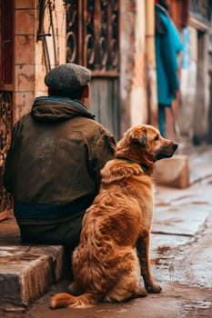 A dog is a man's friend. Selective focus. animal.