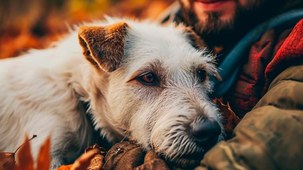 A dog is a man's friend. Selective focus. animal.