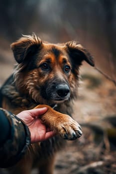 A dog is a man's friend. Selective focus. animal.