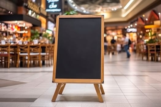 Blank restaurant shop sign or menu boards near the entrance to restaurant. Cafe menu on the street. Generative AI.