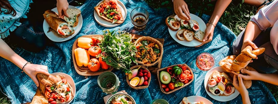 picnic with friends in nature. Selective focus. food.