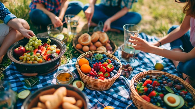 picnic with friends in nature. Selective focus. food.