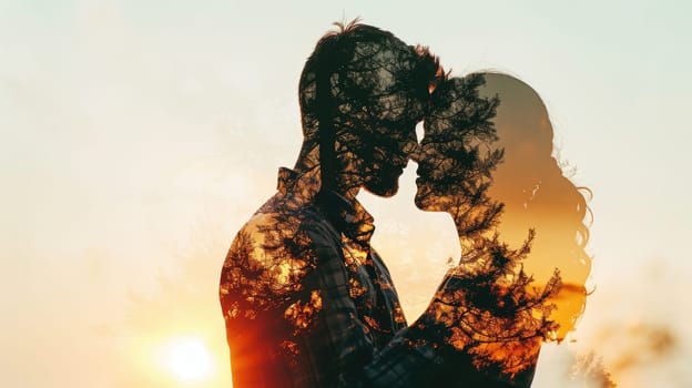 young couple in love , beautiful nature background , valentines day pragma