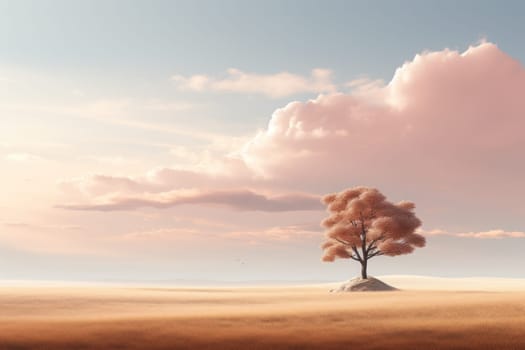 Tree and sky Minimalist landscape. Generative AI.