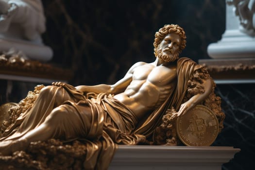 Concept Bitcoin in Neoclassicism. Generative AI.