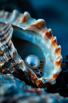 pearl in a shell. Selective focus. nature.