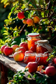 apples jam in a jar. Selective focus. Food.