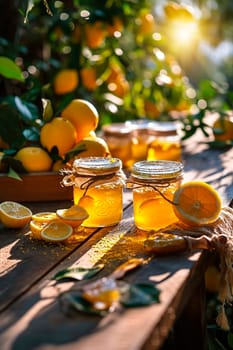 Lemons jam in a jar. Selective focus. food.