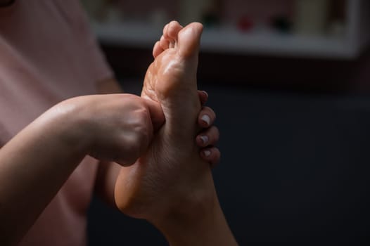 Close-up of a woman's foot massage