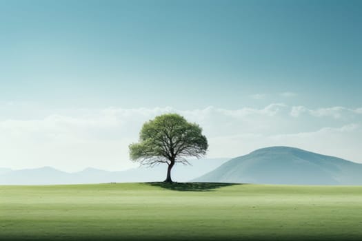 Tree and sky Minimalist landscape. Generative AI.