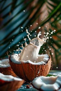 splash of broken coconut. Selective focus. nature.