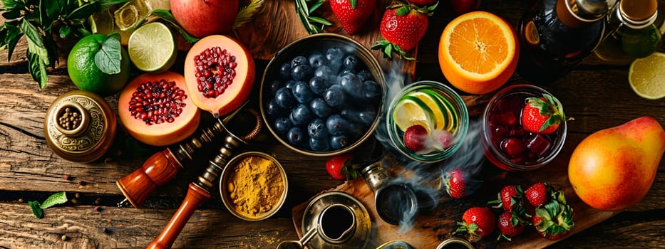 hookah in smoke with fruit. Selective focus. nature.