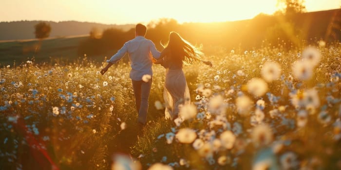 love couple in the beautiful nature scene of pragma