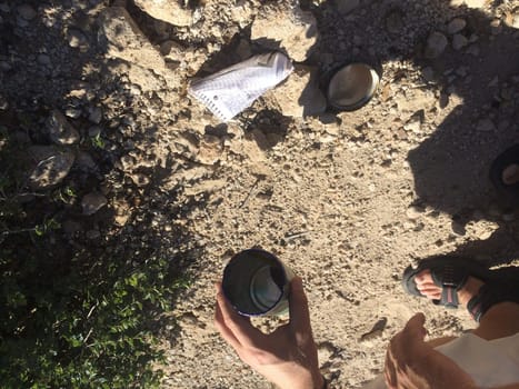 Finding a Geocache at the Oak Flat Campground near Globe, Arizona . High quality photo