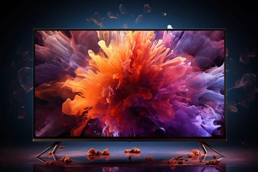Flat screen modern TV with a very realistic screensaver, wallpaper.