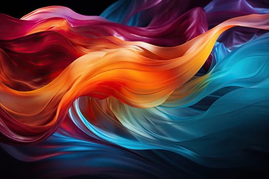 Abstract background with bright colored gradient wavy lines.