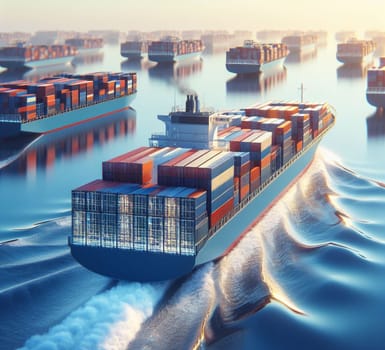 Shipyard Cargo Container Canal Port Freight forwarding Ship yard Sea computer aided artificial intelligence service logistics and transportation ai generated