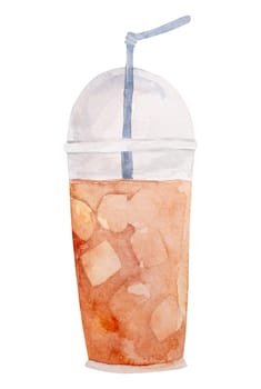 Hand-Painted Watercolor Of A Summer Cocktail With Ice Is A Perfect Summer Clipart
